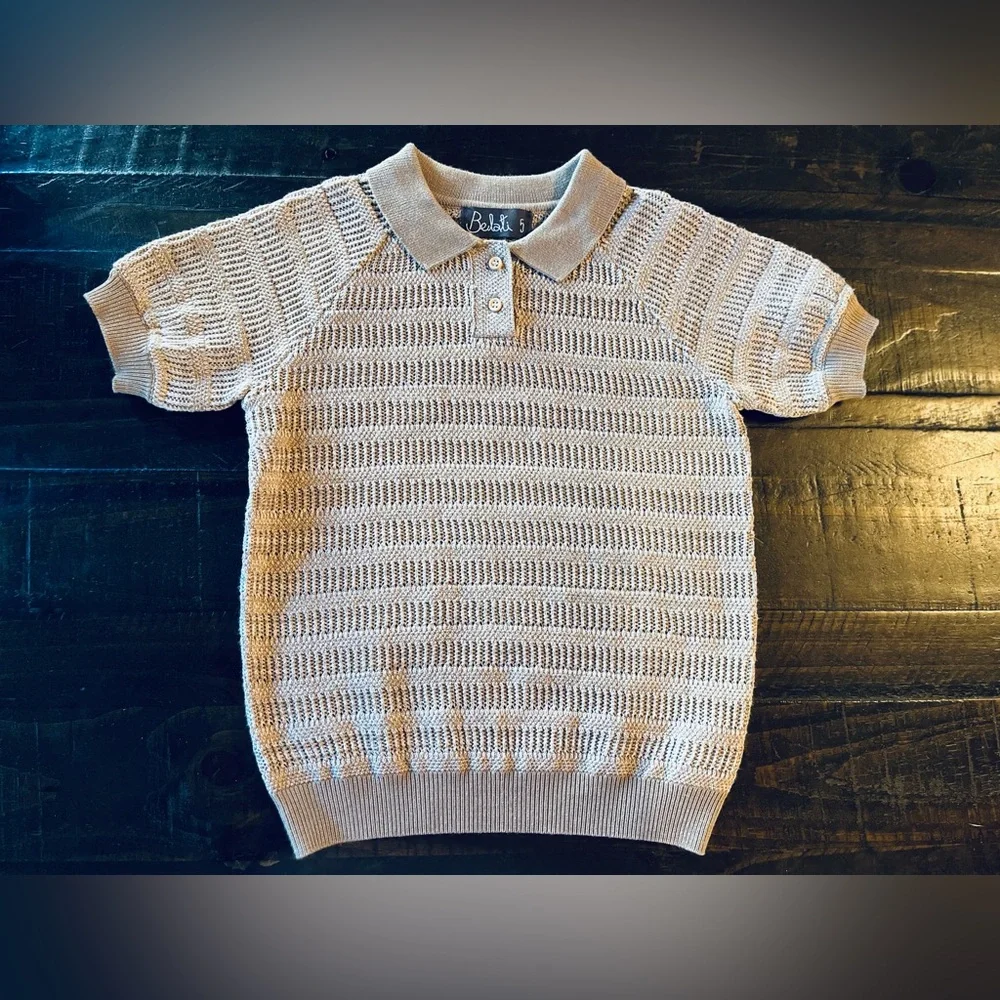 BELATI POINTELLE KNIT BEIGE SHIRT SIZE 5 - Picture 2 of 12